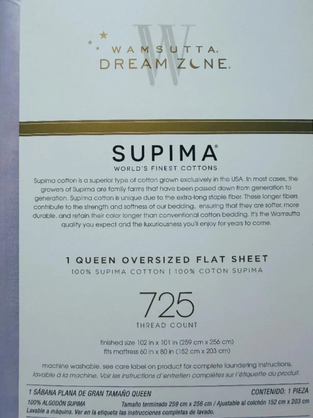 new LAVENDER Wamsutta DreamZone 725 TC 100% Cotton Oversized QUEEN Flat Sheet